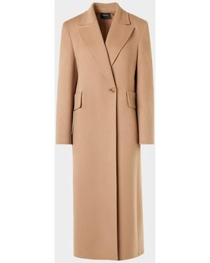 Akris Cashmere One-Button Long Coat - Natural