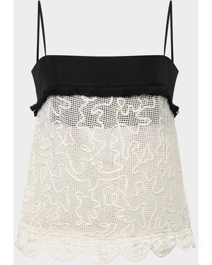 Et Ochs Jayde Square-Neck Embroidered Net Top - White