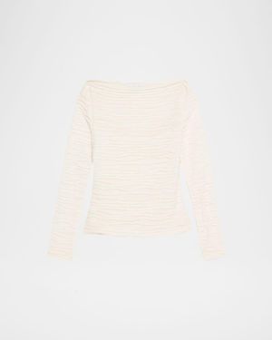 Proenza Schouler Paloma Long-Sleeve Textured Top - White