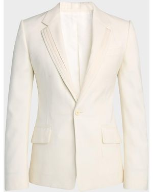 McQueen Apos;S Wool Pleated-Lapel Single-Breasted Dinner Jacket - Natural