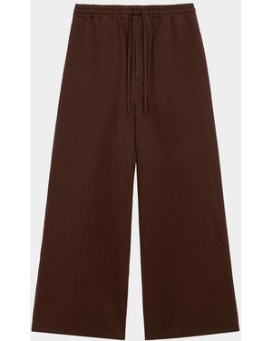 Loewe X Paula & Apos;S Ibiza & Apos;S Washed Satin Wide-Leg Drawstring Pants - Brown
