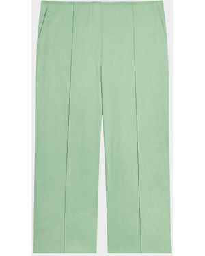 Theory Slit-Cuff Linen-Blend Capri Pants - Green