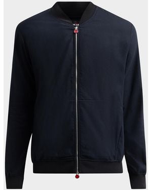 Kiton Cotton Jersey Zip-Front Jacket - Blue