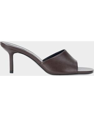 STAUD 65Mm Bea Leather Mules - Brown