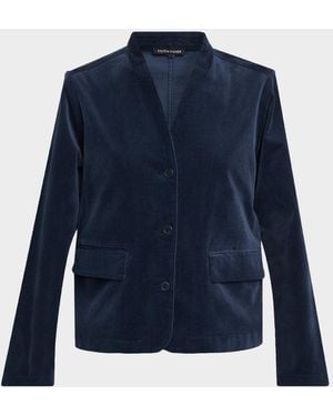 Eileen Fisher Button-Front Corduroy Jacket - Blue