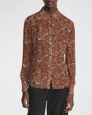 Rag & Bone Antonia Collar Long Sleeve Button-Down Top - Brown