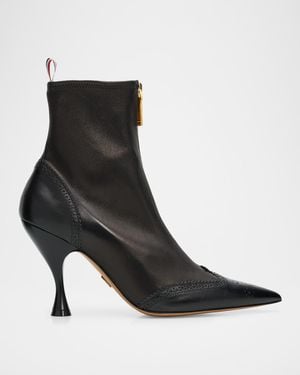 Thom Browne 90Mm Wingtip Leather Booties - Black
