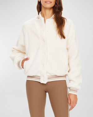The Upside Banks Sherpa Bomber Jacket - White