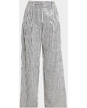 Twp Sulli Clear Sequined Striped Pants - White