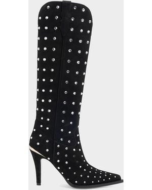 Partow Dublin 95Mm Embellished Suede Knee-High Boots - Black