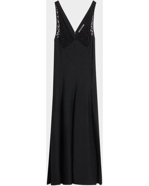 Maria McManus V-Neck Lace But Midi Dress - Black
