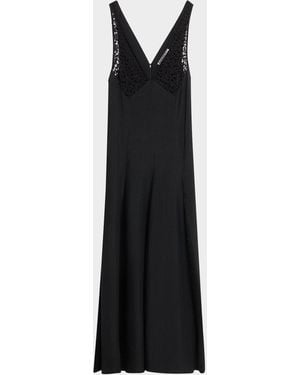 Maria McManus V-Neck Lace But Midi Dress - Black