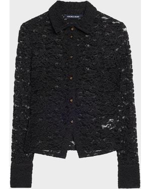 Veronica Beard Wittaker Lace Button-Front Shirt - Black