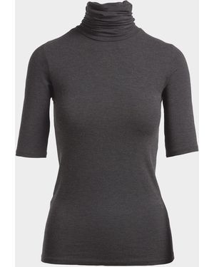 Majestic Filatures Soft Touch Half-Sleeve Turtleneck - Gray
