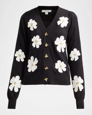 Lilly Pulitzer Millard Big Lilly Flower Embroidery Cardigan - Black