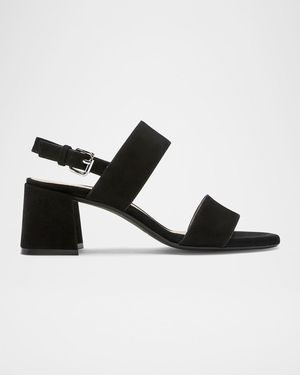 La Canadienne Flemming Suede Dual-Strap Slingback Sandals - Black