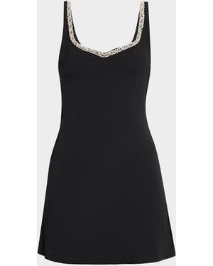 Alice + Olivia Eve Embellished-Trim Mini Dress - Black