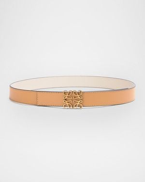 Loewe Anagram Reversible Leather Belt - Natural