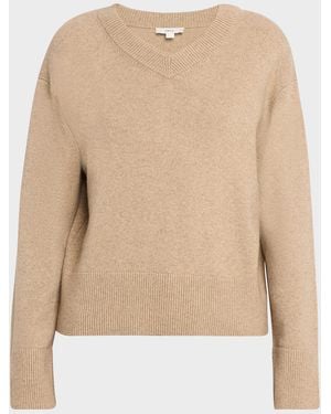 Vince Cashmere-Blend V-Neck Sweater - Natural