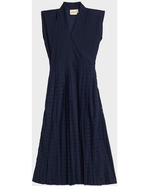 LOVEBIRDS Talis Pleated Cutout Midi Dress - Blue