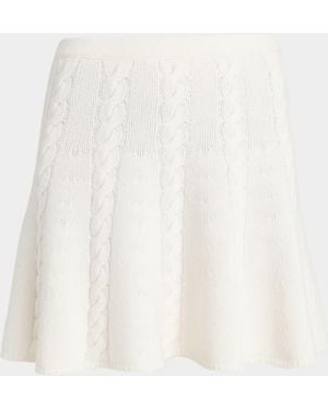 Ferragamo Wool-Cashmere Cable Knit Mini Skirt - White