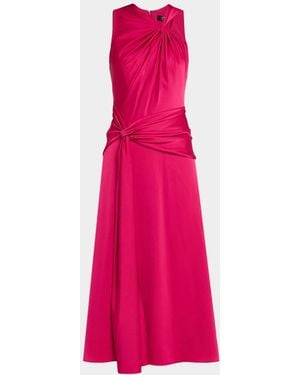 Aidan Mattox Draped Crepe Back Satin Midi Dress - Pink