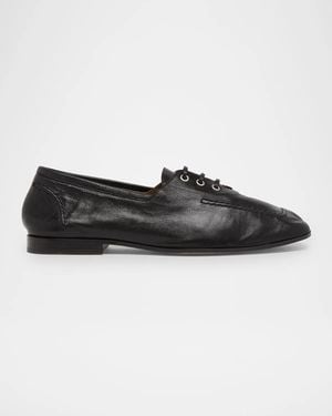 Bottega Veneta Gino Lace-Up Leather Shoes - Black