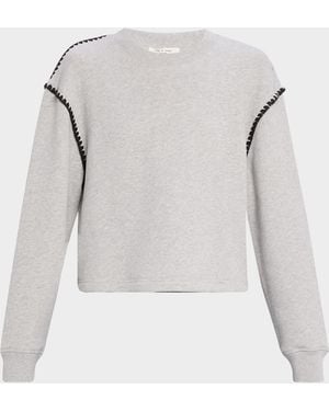 Rag & Bone Vintage Terry Blanket-Stitch Pullover - Gray