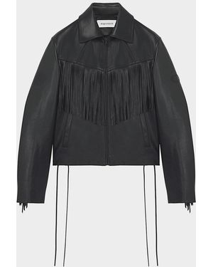 McQueen Apos;S Western Fringe-Trim Leather Jacket - Black