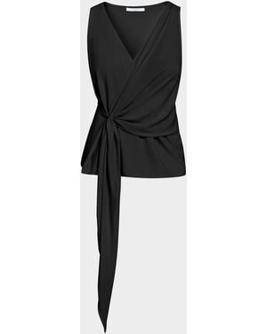 Santorelli Danna Sleeveless Crepe Wrap Top - Black