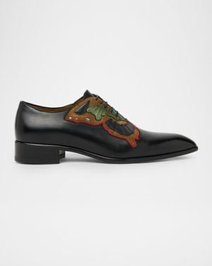 Christian Louboutin Farfaman Butterfly Leather & Veau Velours Oxford Shoes - Black