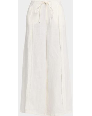 Johnny Was Zullah Pintuck Linen Pants - White