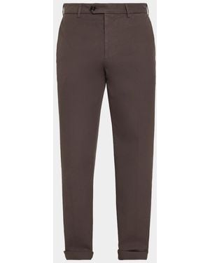 Brunello Cucinelli Apos;S Cotton Straight Leg Flat-Front Pants - Brown