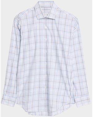 Peter Millar Apos;S Warren Crown Lite Cotton-Stretch Plaid Sport Shirt - Blue
