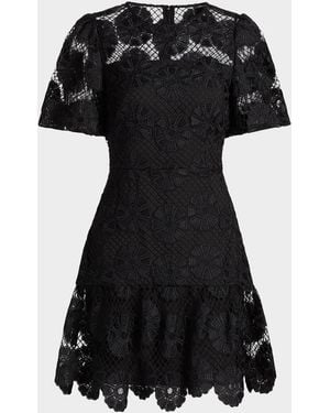 MILLY Yasmin Lace Minidress - Black