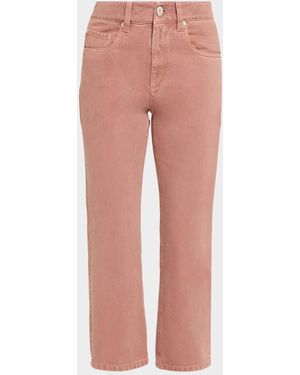 Brunello Cucinelli Cotton Bull Retro Straight-Leg Ankle Pants - Pink