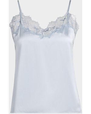 SABLYN Bobbi Lace-Trim Silk Cami - Blue