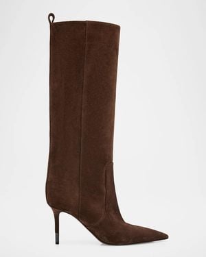 Brunello Cucinelli 80Mm Suede Knee High Boots - Brown