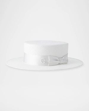 Maison Michel Kiki Straw Boater Hat - White