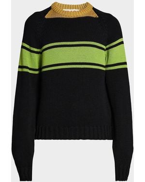 Marni Apos;S Colorblocked Cotton Crewneck Sweater - Green