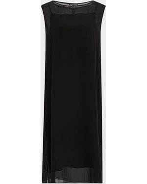 Eileen Fisher Bateau-Neck Sheer Silk Georgette Midi Dress - Black