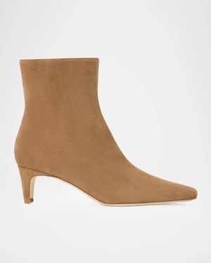 STAUD Wally Leather Ankle Boots - Brown