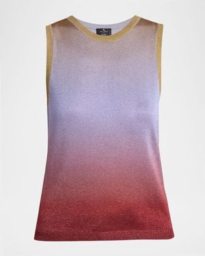 Etro Sparkle Gradient Knit Tank Top - Purple