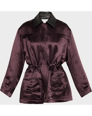 Maria McManus Drawstring Satin Parka Jacket - Purple