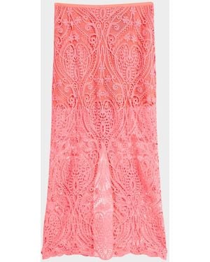 Le Superbe Rosey Lace Midi Skirt - Pink