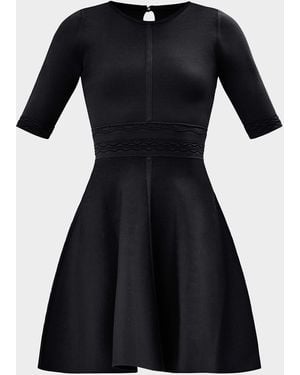 Hervé Léger The Eden Knit Elbow-Sleeve Mini Dress - Black