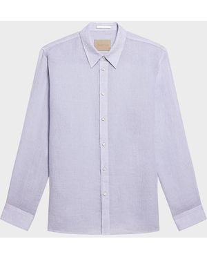 Helmut Lang Apos;S Relaxed Fit Linen Button-Down Shirt - Purple
