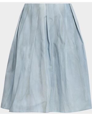 Vince Pleated Washed Ombré Cotton Skirt - Blue