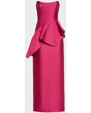 Aidan Mattox Pebble Gazar Strapless Gown - Pink