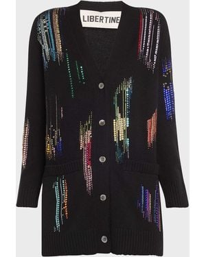 Libertine Fwb Oversized Cardigan With Crystal Detail - Black